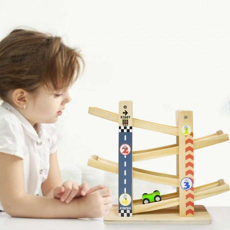 baobe Kugelbahn Murmelbahn Holzauto-Spur Lernspielzeug Мраморная дорожка Мраморная дорожка Деревянная автомобильная дорожка Развивающие игрушки
