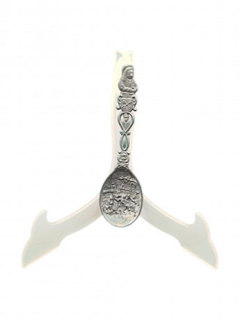 Ложка винтажная Jan Steen Pewter, сувенирная, с объемным декором, фигурками на ручке, олово, 17.5 см, Голландия, 1950-60гг.