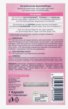 Balea Konzentrat Augen & Lippen, Балеа капсулы для Кожи вокруг глаз и губ в капсулах, 1 упаковка (7 штук)