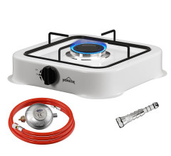 HOMELUX HOMELUX Gaskocher Campingkocher mit 1,5M Anschlussschlauch und Druckminderer 50 mbar, (Camping Gasherd Kocher) 1-flammig Газовая плита HOMELUX походная с соединительным шлангом 1,5 м и редуктором давления 50 мбар (походная газовая плита)