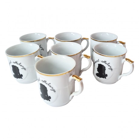 EPIAG Набор кофейных чашек с позолотой "Моцарт", 7 штук, Чехословакия, 1960-70гг.