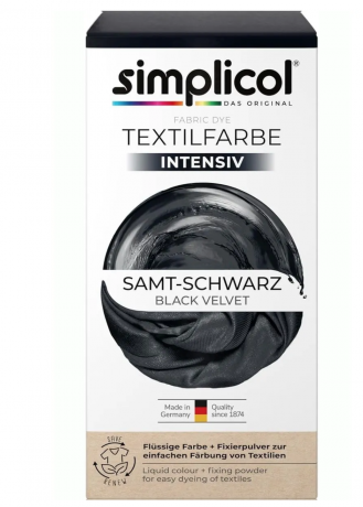 Simplicol Samt-Schwarz Краска для ткани чёрная  интенсивная, жидкая, для стиральной машины 40 , 150 мл + фиксатор 400 г