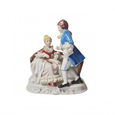 Фарфоровая статуэтка мужчины и женщины викторианской эпохи, 16см х 14см, Германия, 1970-80гг.