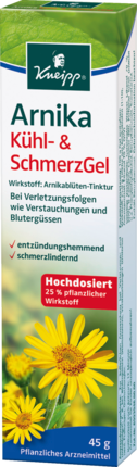 Kneipp Arnika Kuehl- und Schmerz Gel, 45 g, Kneipp лекарственный охлаждающий гель с 25% настойкой арники при ушибах и растяжениях, 45 г