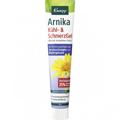 Kneipp Arnika Kuehl- und Schmerz Gel, 45 g, Kneipp лекарственный охлаждающий гель с 25% настойкой арники при ушибах и растяжениях, 45 г