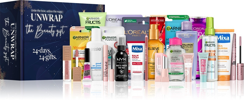 L’Oréal Paris DIY Unwrap the Beauty Gift Adventskalender 2026, Адвент-набор 2026 L’Oréal Paris DIY Unwrap the Beauty Gift для сборки, 23 косметических средства и сюрприз
