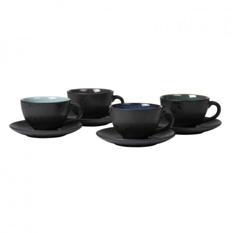 Bitz Bitz Gastro black / dark Tasse 0,22 L mit Untertasse 10 cm Set 4-tlg. Чашка Bitz Gastro черная/темная 0,22 л с блюдцем 10 см, набор из 4 шт.