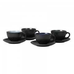 Bitz Bitz Gastro black / dark Tasse 0,22 L mit Untertasse 10 cm Set 4-tlg. Чашка Bitz Gastro черная/темная 0,22 л с блюдцем 10 см, набор из 4 шт.