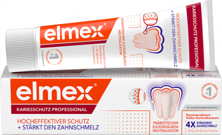 elmex Zahnpasta Kariesschutz Professional, 75 ml, Зубная паста Kariesschutz Professional с нейтрализатором сахарных кислот для защиты от кариеса, 75 мл