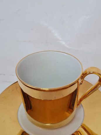 Suisse Langenthal Кофейная пара "Золото", 7,5 x 6 см, блюдце 12 см, Германия, 1960-70гг.