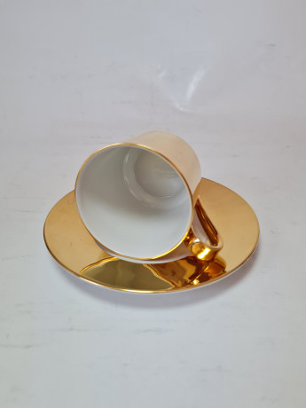 Suisse Langenthal Кофейная пара "Золото", 7,5 x 6 см, блюдце 12 см, Германия, 1960-70гг.
