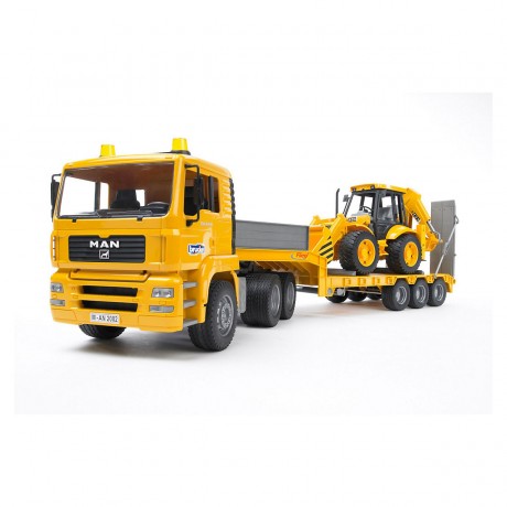 Bruder BRUDER 02776 MAN Tieflader mit Radlader JXB 85cm 1:16 BRUDER 02776 MAN Низкорамная платформа с колесным погрузчиком JXB 85 см Масштаб 1:16