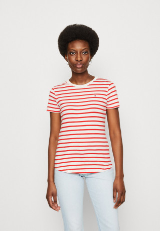 Tommy Hilfiger 1985 C NK SS Basic T-shirt white/fireworks 1985 C NK SS — базовая футболка белый/фейерверк