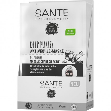 Sante Deep Purify Maske Aktivkohle & naturliche Salizylsaure aus der Weidenrinde  Маска Deep Purify Активированный уголь и натуральная салициловая кислота из коры ивы