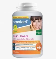 sanotact Haut + Haare Bierhefe Tabletten 450 St, 220 g, Таблетки с пивными дрожжами для кожи и волос, 450 таблеток, 220 г