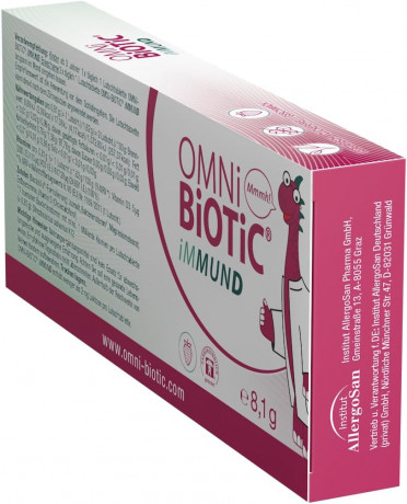 OMNI BIOTIC iMMUND 10stk, Бактерии + витамин D для укрепления иммунитета для детей и взрослых, леденцы с клубничным вкусом, без сахара, 10 шт
