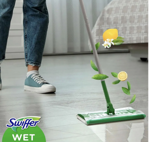 Swiffer wet refills lemon 10stk x 4packs, Влажные салфетки для швабры 4 упаковки х 10 шт, для уборки кухни, пола, дома, с ароматом цитрусовых