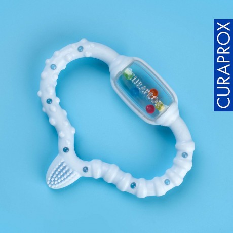 Curaprox Baby-Beissring mit Rassel Lernzahnburste Детское кольцо для прорезывания зубов с обучающей зубной щеткой-погремушкой