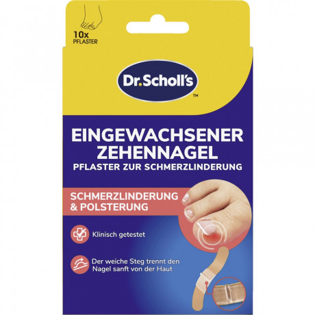 SCHOLL Eingewachsener Zehennagel Pflaster zur Schmerzlinderung, 10 St, Шолль Пластырь при вросшем ногте, обезболивающий, 10 шт