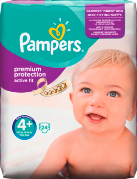 Pampers Active Fit Подгузники Размер 4+ Maxi plus 9-20 kg, 24 шт