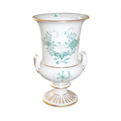 Meissen Meissen  'Neuer Ausschnitt - Indische Malerei 2 mit Kante grun Goldpunkte mit Goldrand' Vase / Pokal 13 cm Meissen "New Section - Indian painting 2 с краем из зеленых золотых точек с золотым ободком" ваза/чашка 13 см