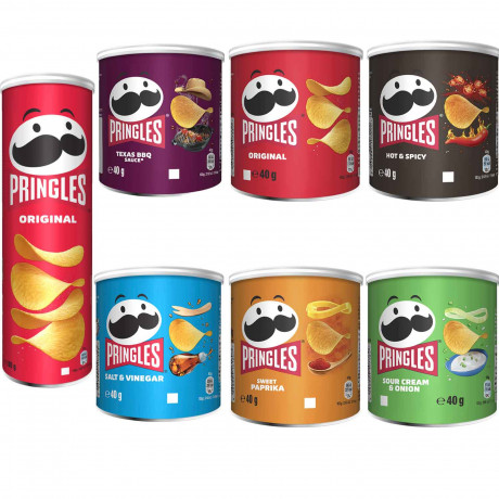Pringles Adventskalender rot, Pringles красный адвент-календарь 2026 с 24 банками чипсов и 7 вкусами, 1085 г
