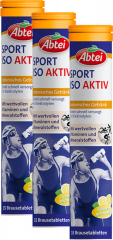 Abtei Sport Iso Aktiv Brausetabletten Vorteilspack 3 x 15 Brausetabletten, Abtei Набор шипучих таблеток для изотонического напитка с минералами и витаминами, лимонный вкус, 3 × 15 шипучих таблеток