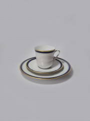 Hutschenreuther Arzberg Bavaria Винтажное трио белый фарфор с синим ободком и позолотой, Германия, 1960-70гг.