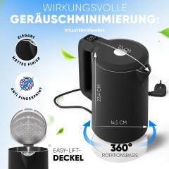 Stillstern Stillstern Wasserkocher Wasserkocher 1,7L, Schnelles Aufkochen, mit Temperatureinstellung, 2200 W, 2200W, 12 Std. Warmhaltefunktion, Leise Beige Чайник Stillstern 1,7л, быстрого закипания, с регулировкой температуры, 2200Вт, 2200Вт, функция под