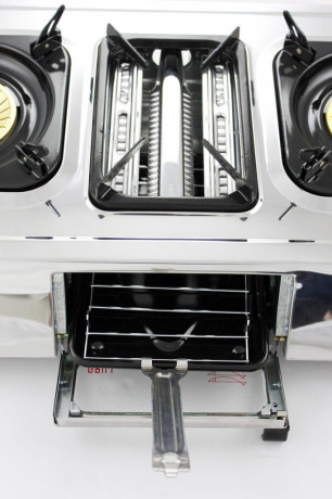 NJ The right choice NJ The right choice Gaskocher GC-87C, (Gasgrill Campingkocher, Edelstahl Gaskocher mit Deckel), LPG Gaskocher 3 flammig / Kochfelder mit Grill mit Deckel Газовая плита NJ Правильный выбор GC-87C, (походная газовая плита-гриль, газовая