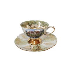 ECHT GOLD Чайная чашка с обильной позолотой, узором и рисунком снаружи и внутри, Германия, 1950-60гг.