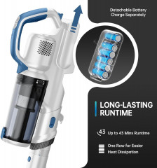 FABULETTA FABULETTA Akku-Hand-und Stielstaubsauger, 250,00 W, Beutellos, 24000pa Kabelloser Beutelloser Staubsauger mit 250W Burstenlosen Motor  Беспроводной ручной пылесос FABULETTA, 250,00 Вт, без мешка, 24000 Па Беспроводной пылесос без мешка с бесщето