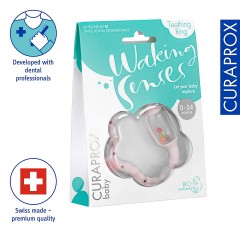 Curaprox Baby-Beissring mit Rassel  Lernzahnburste Детское кольцо для прорезывания зубов с обучающей зубной щеткой-погремушкой