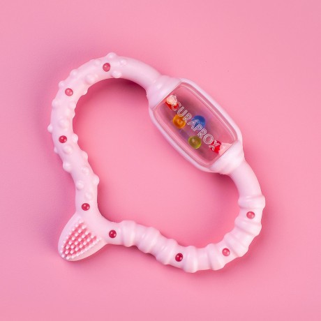 Curaprox Baby-Beissring mit Rassel Lernzahnburste Детское кольцо для прорезывания зубов с обучающей зубной щеткой-погремушкой