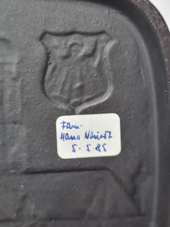 Декоративное панно винтажное Buderus, Modell Mootz, металлическое панно с объемным рельефным изображением г.Мюнхена в год XX Олимпийских игр, 17 x 12 см, Германия, 1974гг.