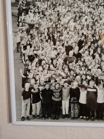 Фотография винтажная, ученики с учителем, под стеклом, 51 x 41,5 см, Германия, 1970-80гг.