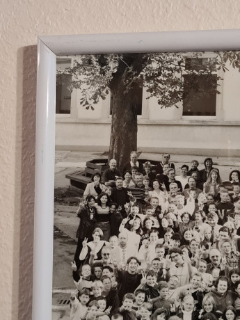 Фотография винтажная, ученики с учителем, под стеклом, 51 x 41,5 см, Германия, 1970-80гг.