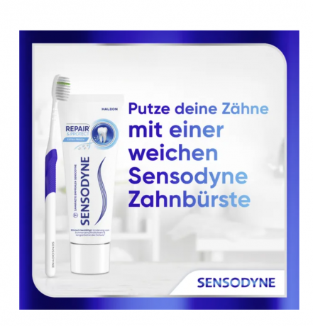 Sensodyne Repair & Protect Zahncreme extra frisch 75g, снижает болевые ощущения и обеспечивает длительную защиту, экстра свежесть, 75г