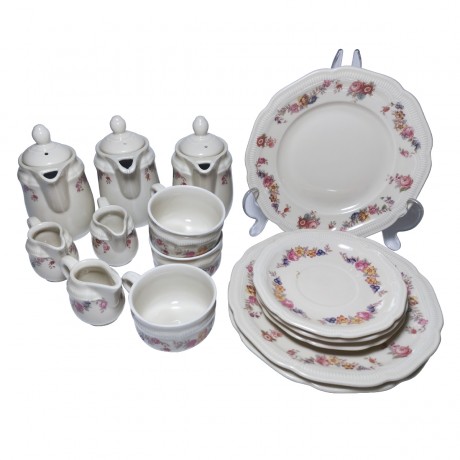 Hutschenreuther Selbe, Хутченройтер селбе Фарфоровый Кофейный сервиз на 3 персоны, матовый фарфор с элегантной ручной росписью, 15 предметов, Германия 1960г.