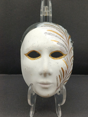 Маска декоративная винтажная Selezione, с золотисто-серебряным декором, керамика, 9 х 12 х 4 см, Италия, 1970-80гг.