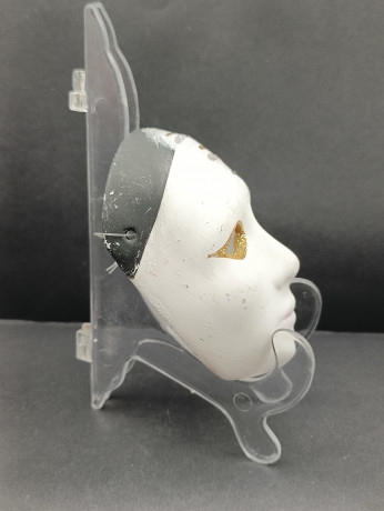 Маска декоративная винтажная Selezione, с золотисто-серебряным декором, керамика, 9 х 12 х 4 см, Италия, 1970-80гг.