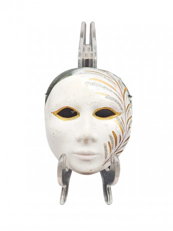 Маска декоративная винтажная Selezione, с золотисто-серебряным декором, керамика, 9 х 12 х 4 см, Италия, 1970-80гг.