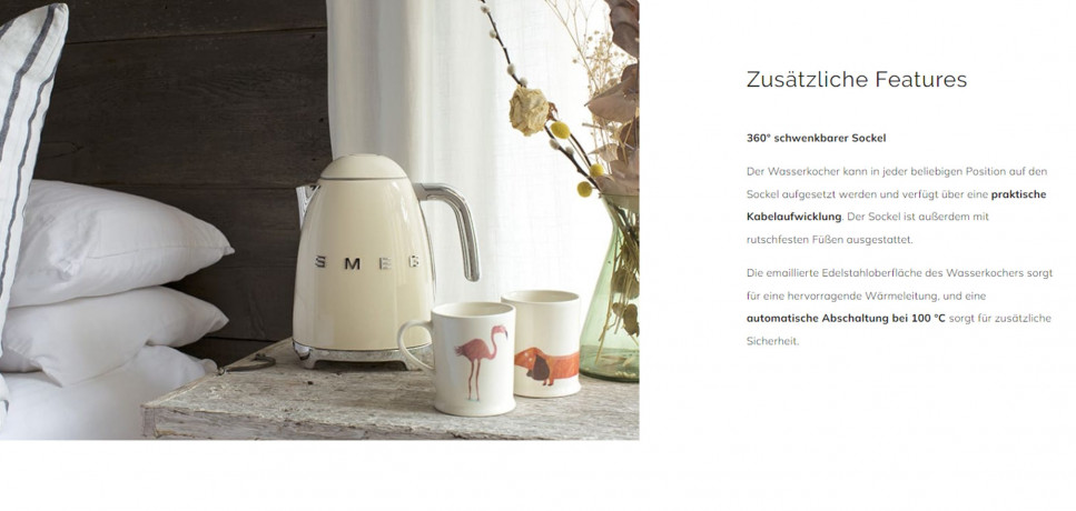 SMEG SMEG Wasserkocher SMEG Wasserkocher Edelstahl 1,7 L Fassung, 2400 W, Wasser Kocher, 2400,00 W, 360° Basis, BPA- Frei, elektrischer  Чайник SMEG Чайник SMEG, нержавеющая сталь, емкость 1,7 л, 2400 Вт, водоварка, 2400,00 Вт, основание 360°, без BPA, эл