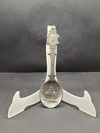 Ложка винтажная WMF Zinn "Замок в Каубе (земля Рейнланд-Пфальц)", юбилейная, олово, 19 см, Германия, 1981 год.