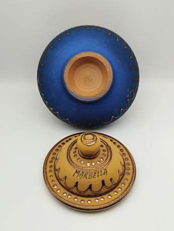 Сахарница винтажная Marbella, терракотовые оттенки, керамика, 16 х 14 см, Испания, 1970-80гг.