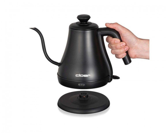 Cloer Cloer Wasserkocher 4960, 0,8 Liter 1000W Edelstahl An-/Ausschalter Teekannen-Form schwarz Чайник Cloer 4960, 0,8 л, 1000 Вт, нержавеющая сталь, переключатель вкл/выкл, форма чайника, черный