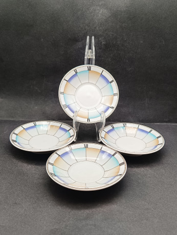 Тарелки винтажные Eschenbach / Коллекция Living Colours, с ярким декором, фарфор, 4 шт., 11 см, Германия, 1970-80гг.