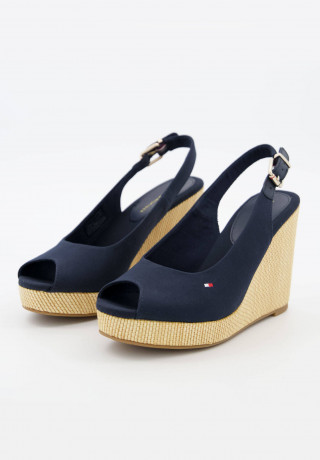Tommy Hilfiger ICONIC ELENA SLING BACK WEDGE High heeled sandals marine ICONIC ELENA SLING BACK WEDGE Босоножки на высоком каблуке морской