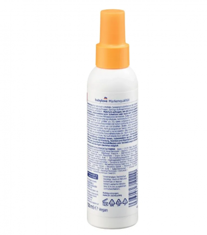 babylove Sonnenspray Baby ultra sensitive LSF 50+, 150 ml, Babylove Солнцезащитный спрей для детей SPF 50+ для чувствительной кожи, водостойкий, без спирта и отдушек, 150 мл