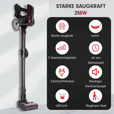 AG AG Akku-Hand-und Stielstaubsauger AG4000 Staubsauger Kabellos, Akku Staubsauger, Handstaubsauger, 250,00 W, beutellos  Беспроводной ручной и палочный пылесос AG Беспроводной пылесос AG4000, беспроводной пылесос, ручной пылесос, 250,00 Вт, без мешка